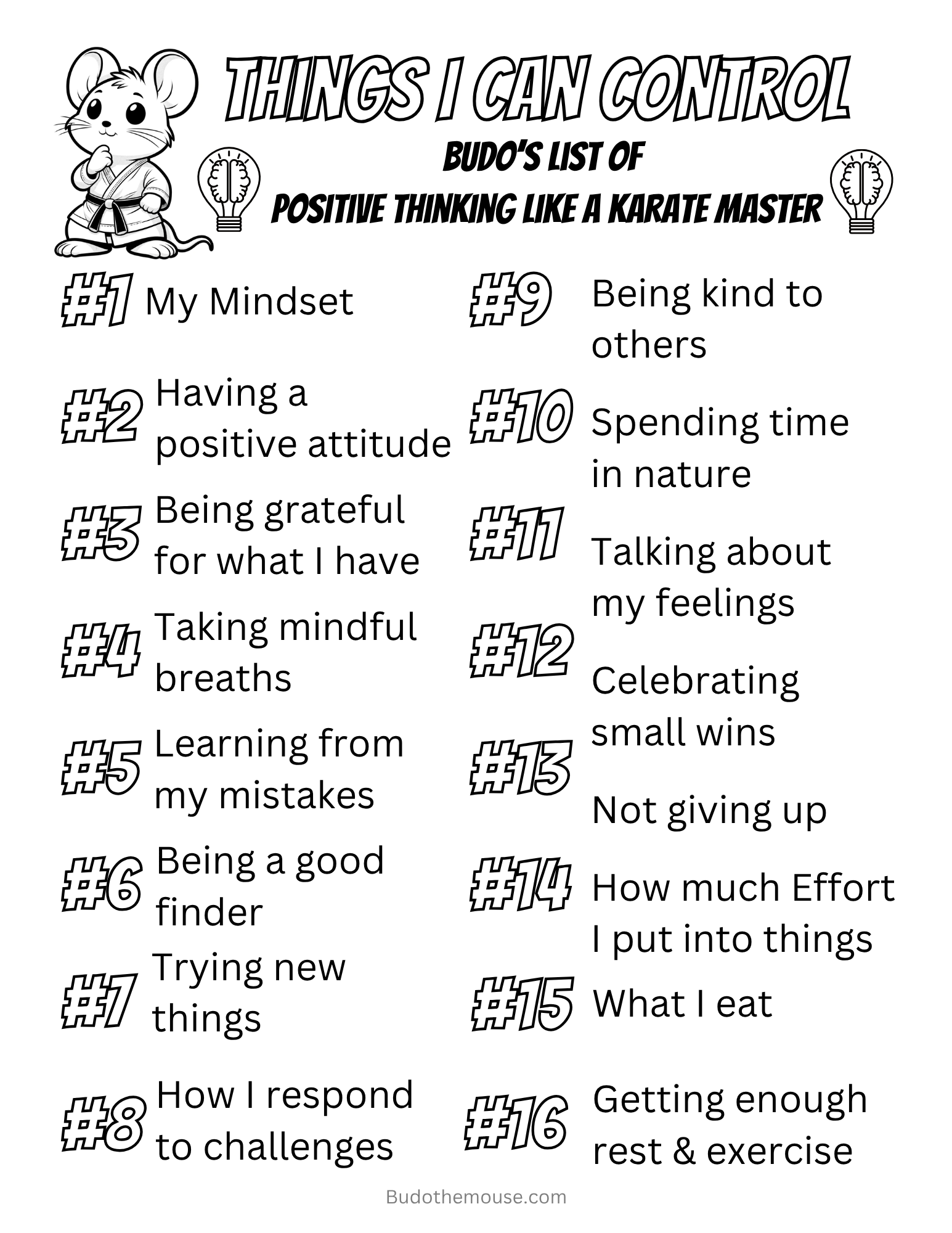 Things I Can Control printable craft